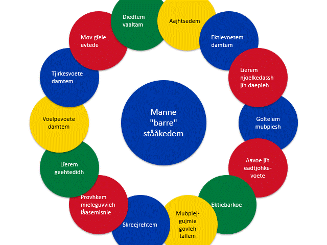 Boblediagram, samiske farger, lek, erfaringer, verdier, språkutvikling
